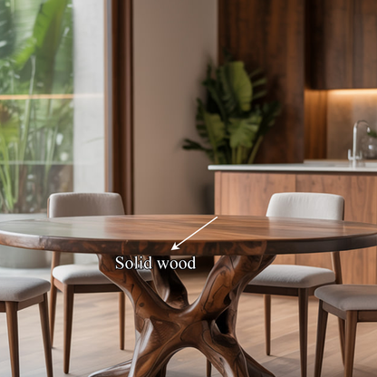 Rustic Live Edge Dining Table Root Base Kitchen