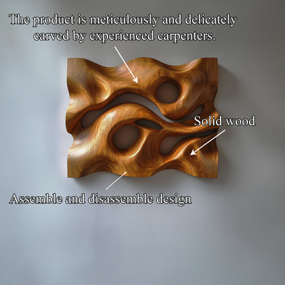 Sculpted Wave Solid Wood Wall Art Headboard Artistic Interior Accent