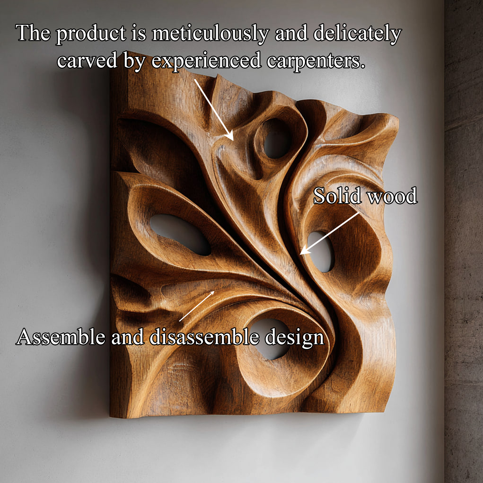 Organic Void Carved Solid Wood Wall Art Sculptural Interior Decor