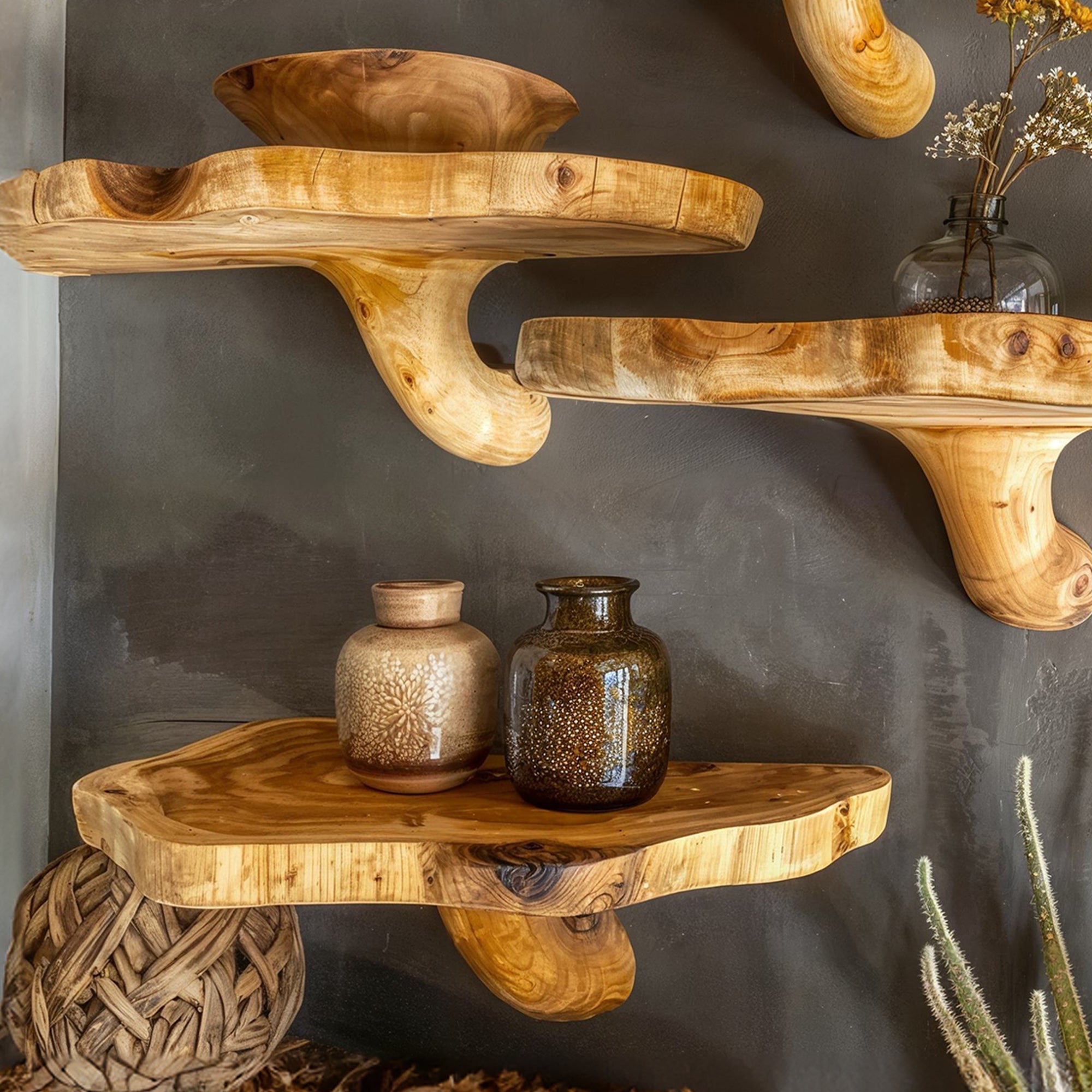 Handcrafted Mushroom Floating Shelves