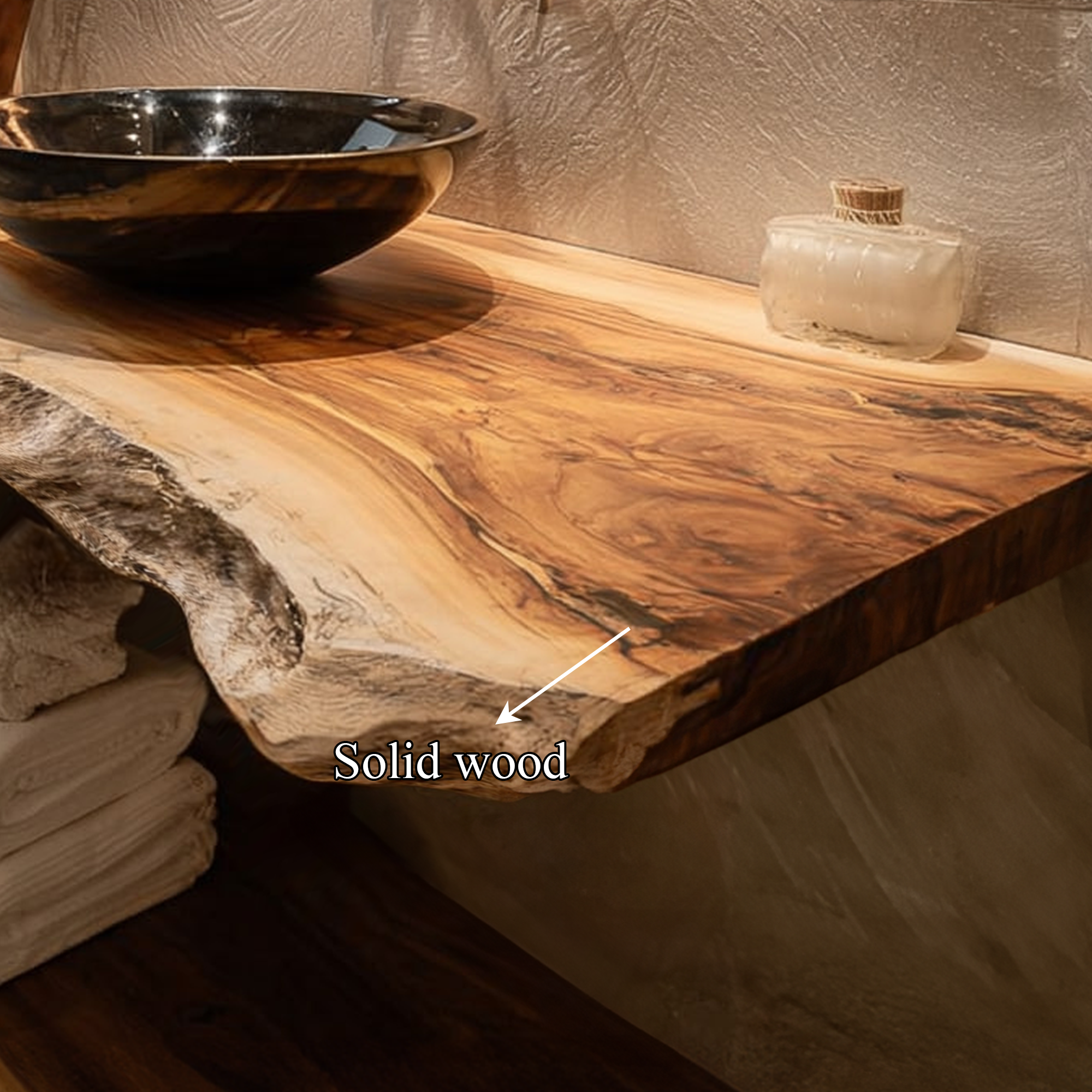 Rustic Floating Shelf Natural Edge Vanity Powder Room