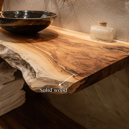 Rustic Floating Shelf Natural Edge Vanity Powder Room