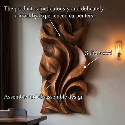 Abstract Carved Solid Wood Wall Art Sculptural Interior Decor