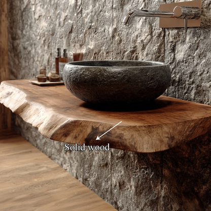 Rustic Shelf Natural Edge Vanity Powder Room