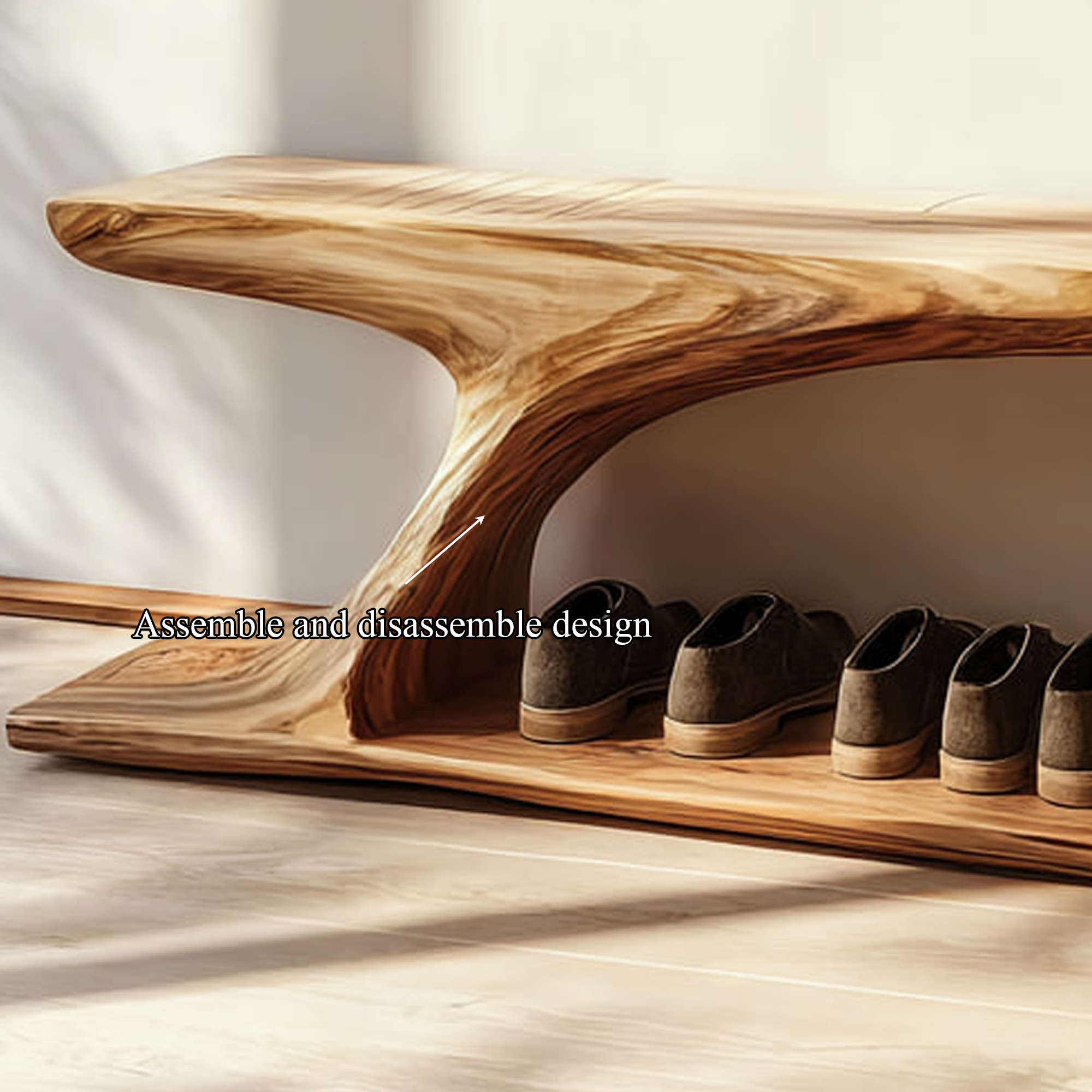 Rustic Handcrafted Wood Shoe Organizer Bench Entryway