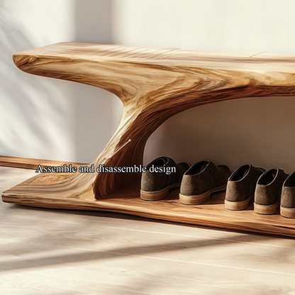 Rustic Handcrafted Wood Shoe Organizer Bench Entryway