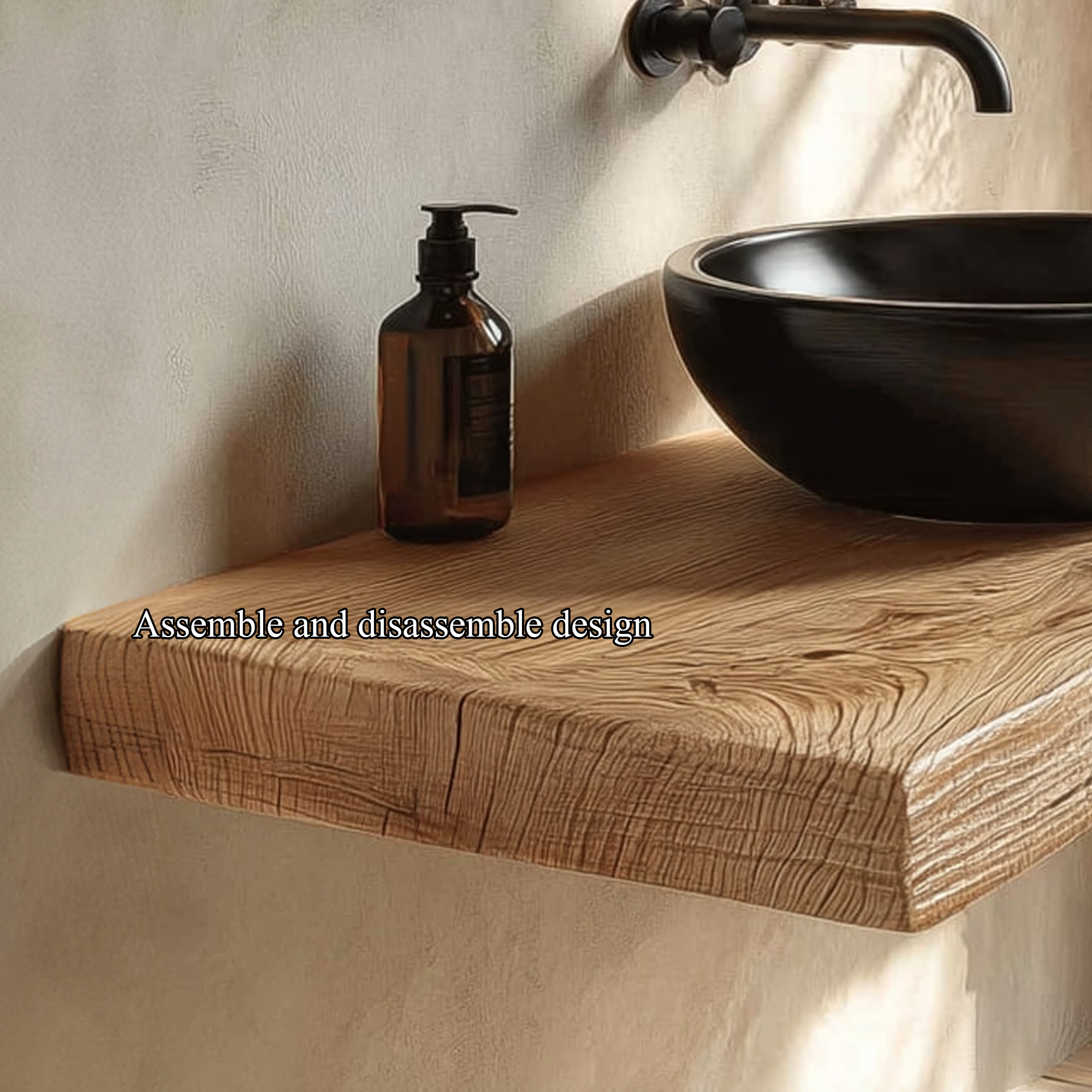 Rustic Floating Shelf Natural Edge Vanity Washroom