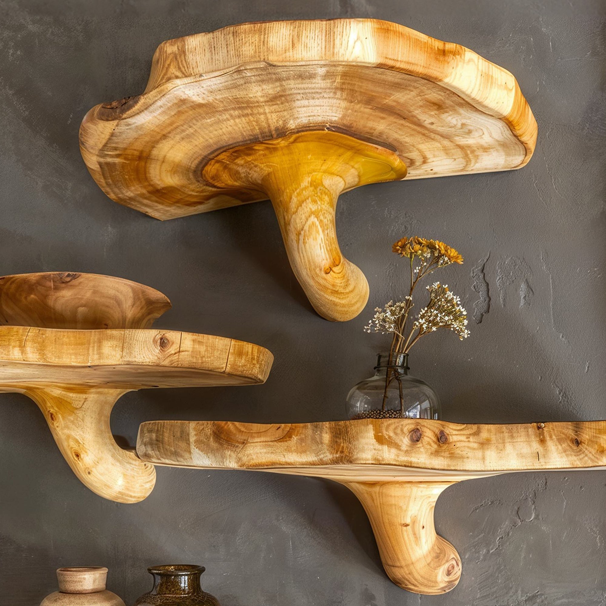 Handcrafted Mushroom Floating Shelves