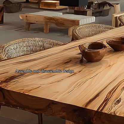 Rustic Live Edge Dining Table Open Kitchen