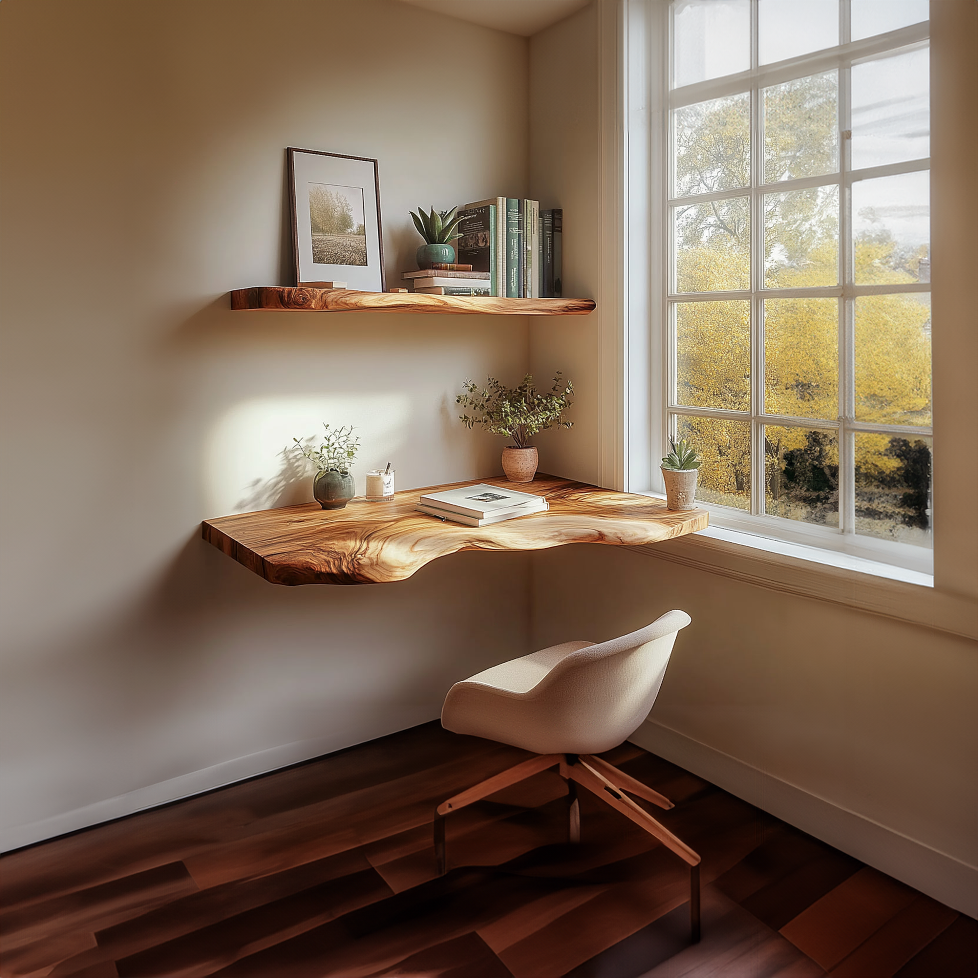 Mid Century Floating Study Shelf Living Room