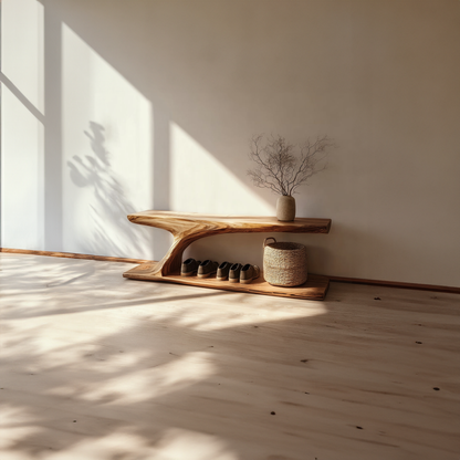 Rustic Handcrafted Wood Shoe Organizer Bench Entryway