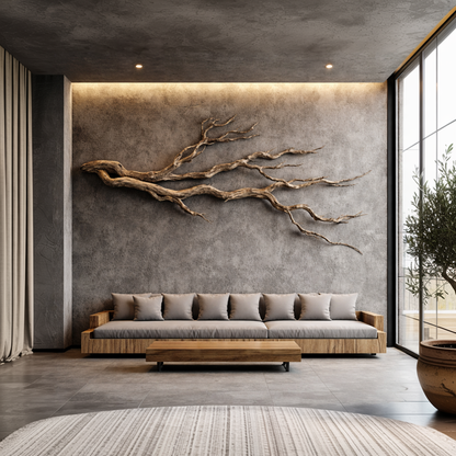 Twisted Branch Solid Wood Wall Sculpture Organic Modern Decor