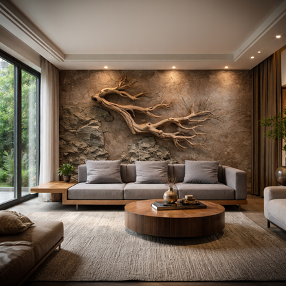 Freeform Wood Branch Wall Art Natural Sculptural Interior Decor