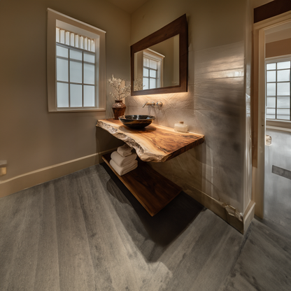 Rustic Floating Shelf Natural Edge Vanity Powder Room