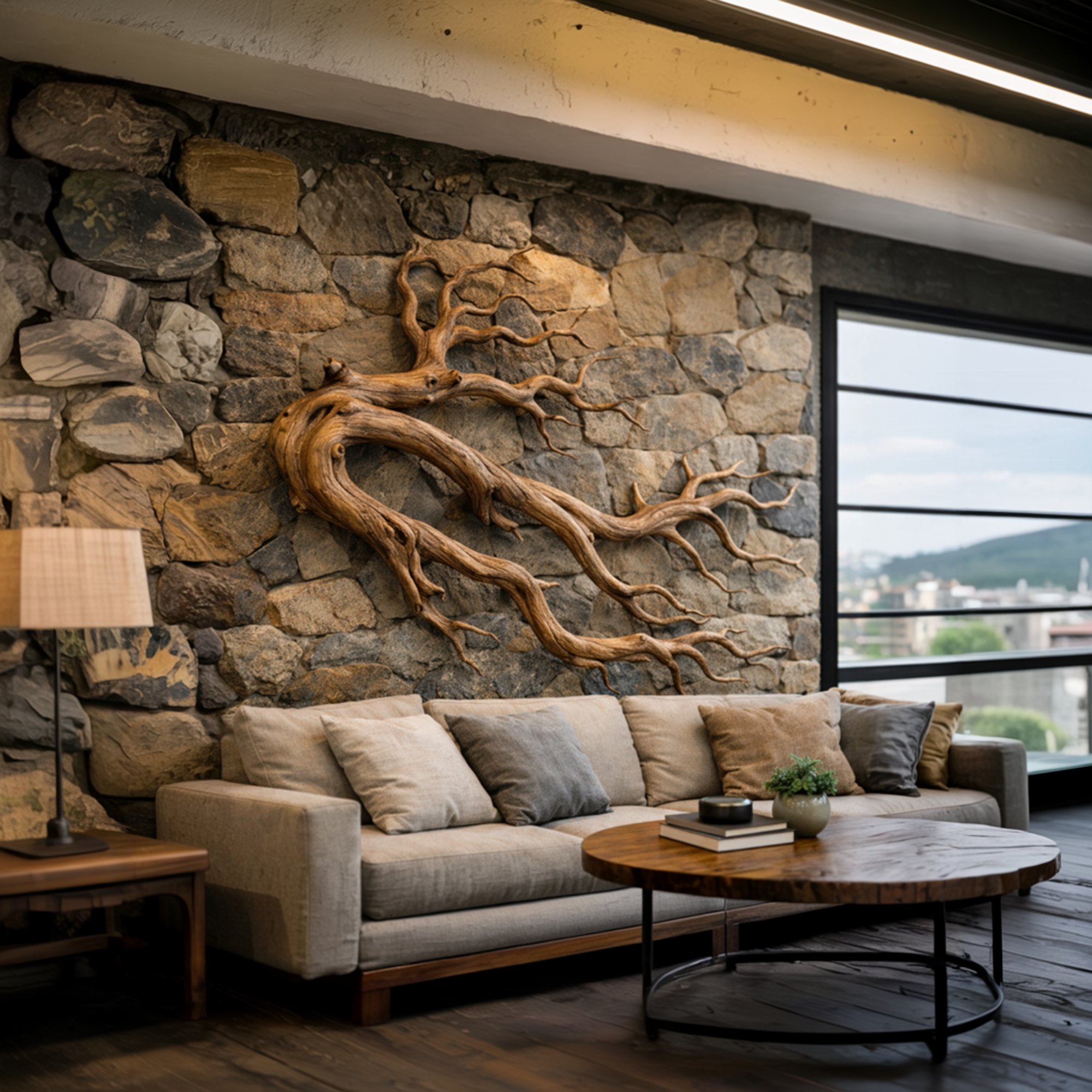Driftwood Root Sculptural Solid Wood Wall Art Rustic Nature Inspired Decor