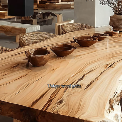 Rustic Live Edge Dining Table Open Kitchen