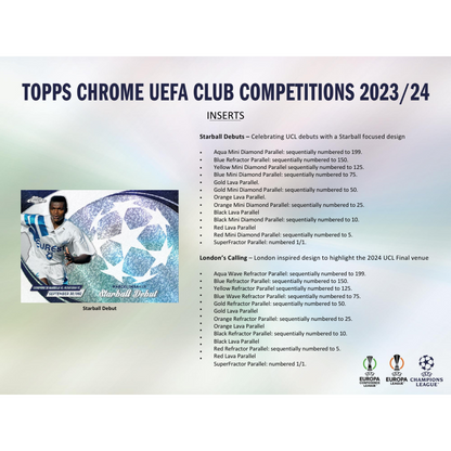 2023/24 Topps UEFA Club Competitions Chrome Soccer Hobby Box