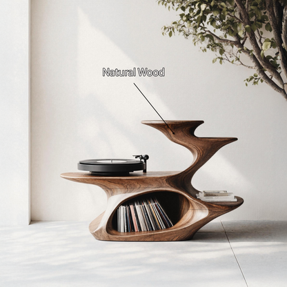 Handcrafted Live Edge Record Stand Unique Living Room