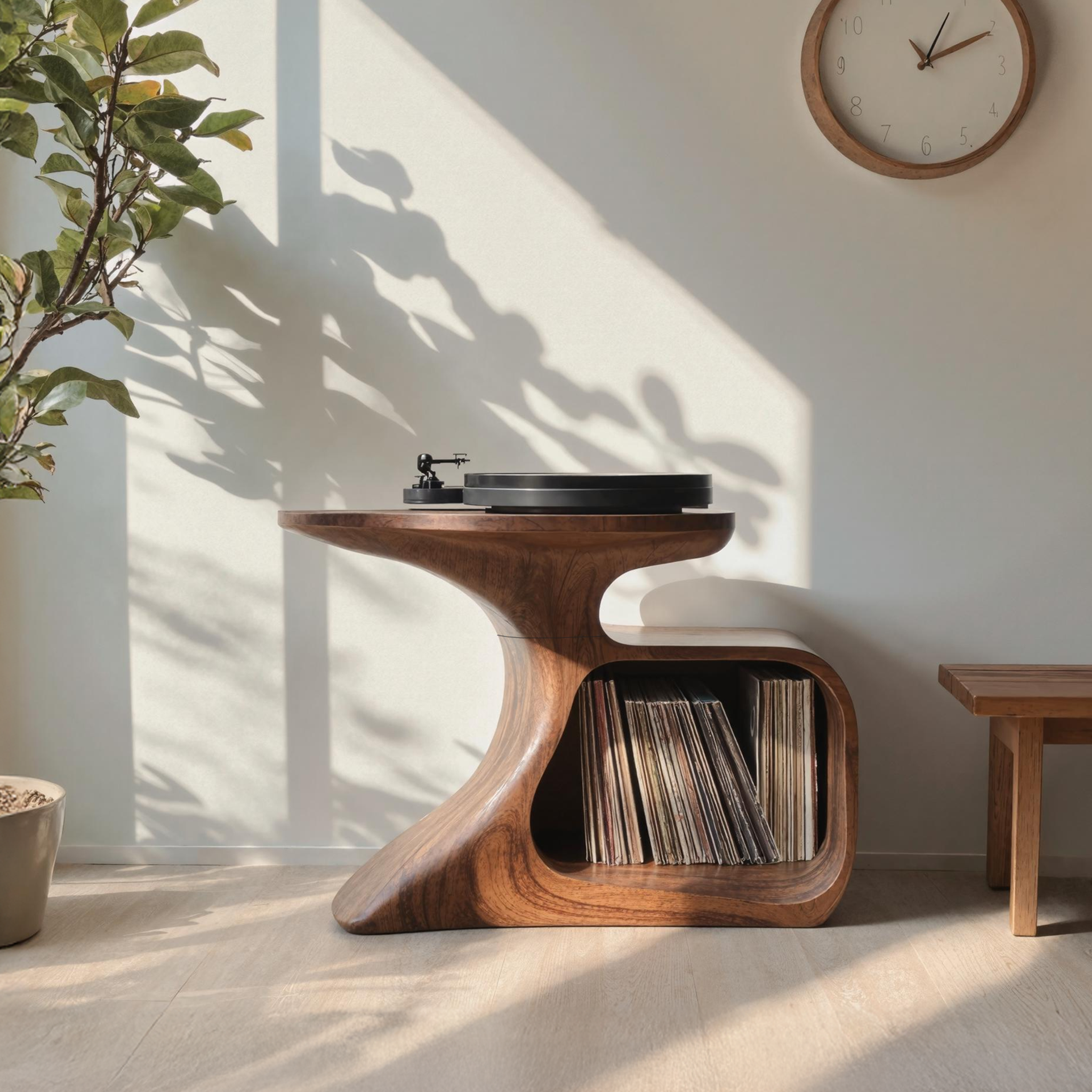 Handcrafted Record Stand Artisan Living Room Decor