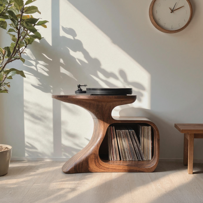 Handcrafted Record Stand Artisan Living Room Decor