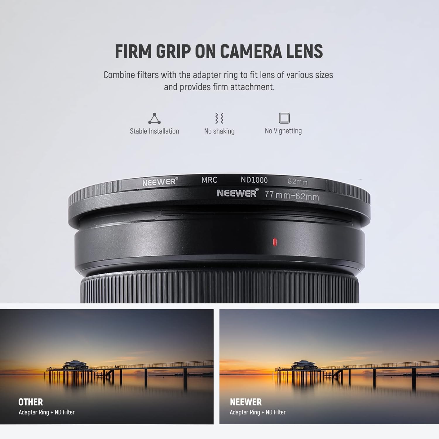 NEEWER 9 Pieces Step-up Lens Filter Adapter Rings Set