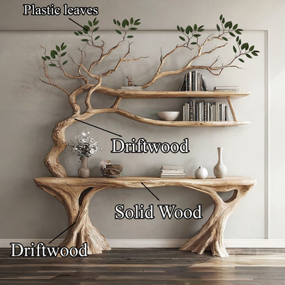 Console Narrow Table With Tree Branch Bookshelf