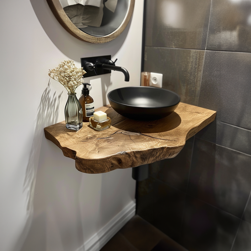Live Edge Bathroom Vanity Shelfwall