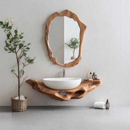 Mid Century Live Edge Floating Vanity Small Bathroom Style
