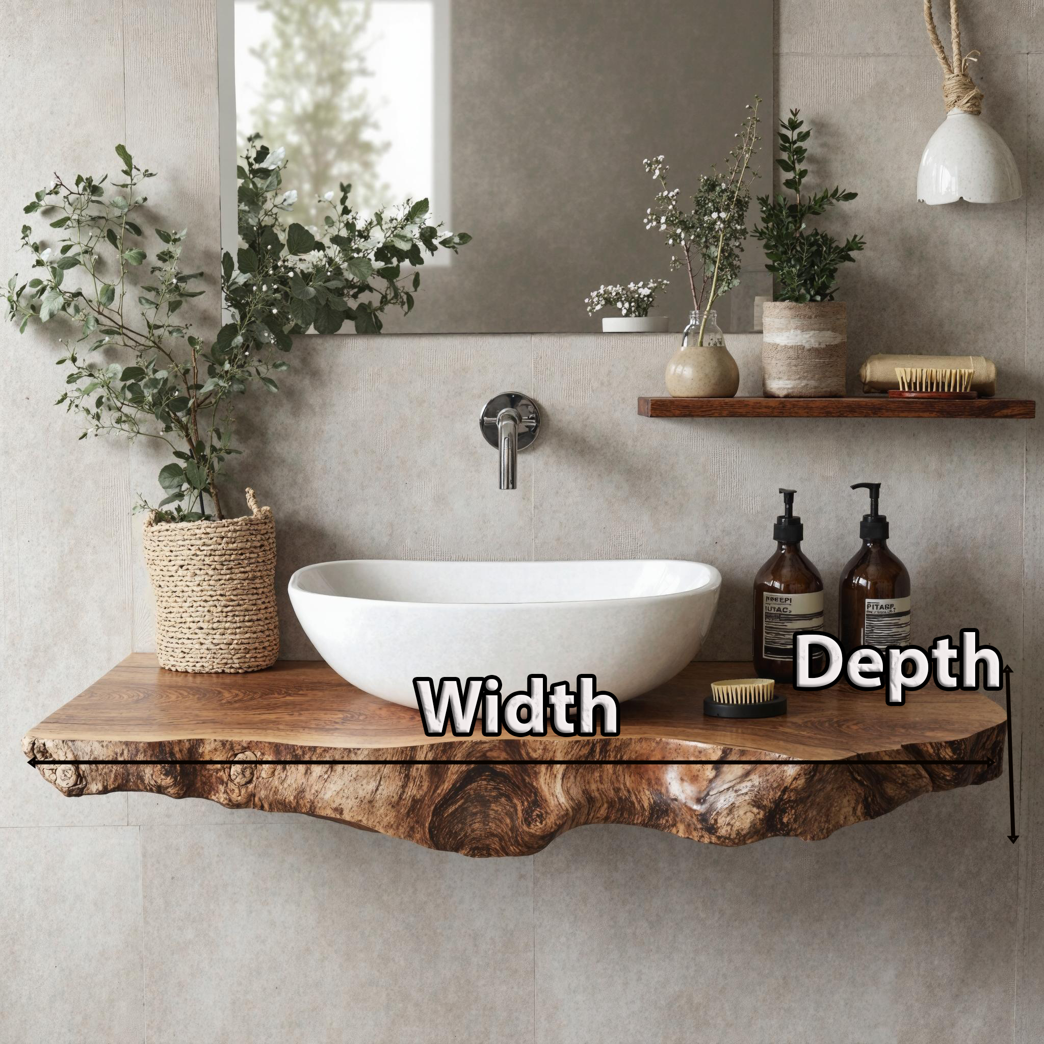 Handcrafted Floating Shelf For Bathroom Vanity Storage