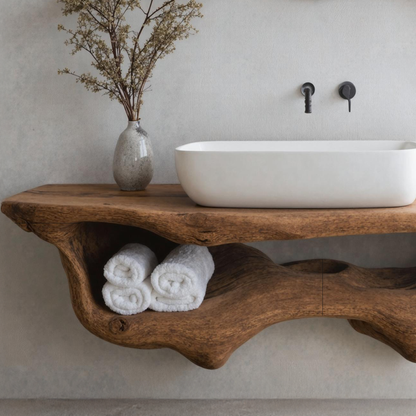 Mid Century Live Edge Floating Vanity Best Bathroom Decor