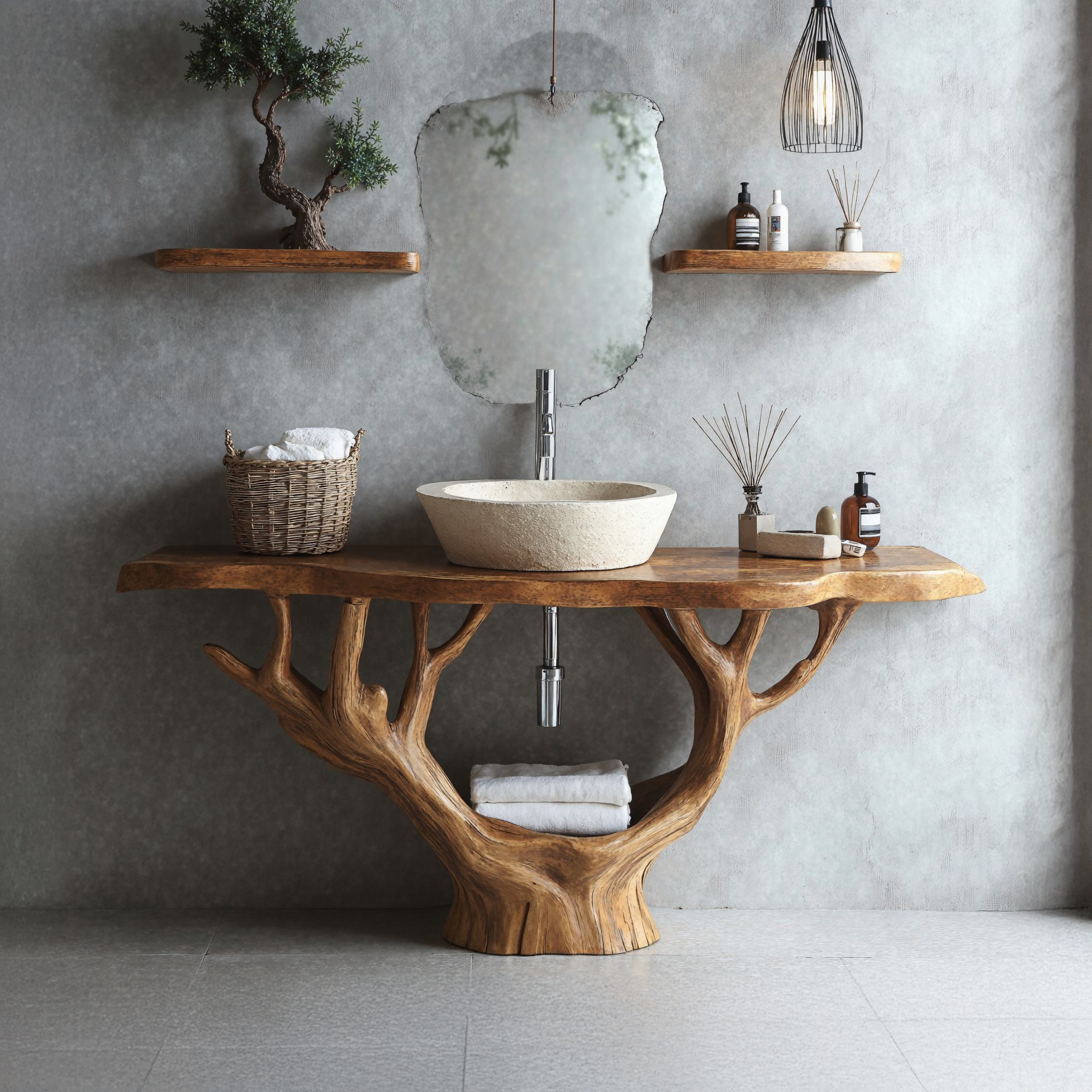 Minimalist Floating Vanity Solid Wood Design