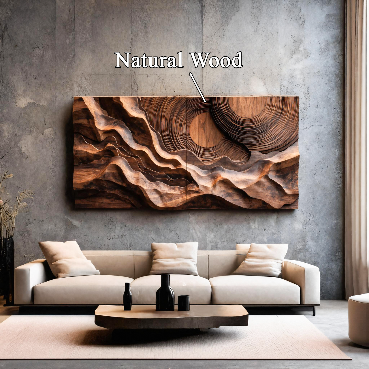 Abstract Sculptural Wood Wall Art With Concentric Circles For Living Room Or Bedroom