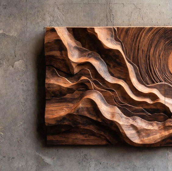 Abstract Sculptural Wood Wall Art With Concentric Circles For Living Room Or Bedroom
