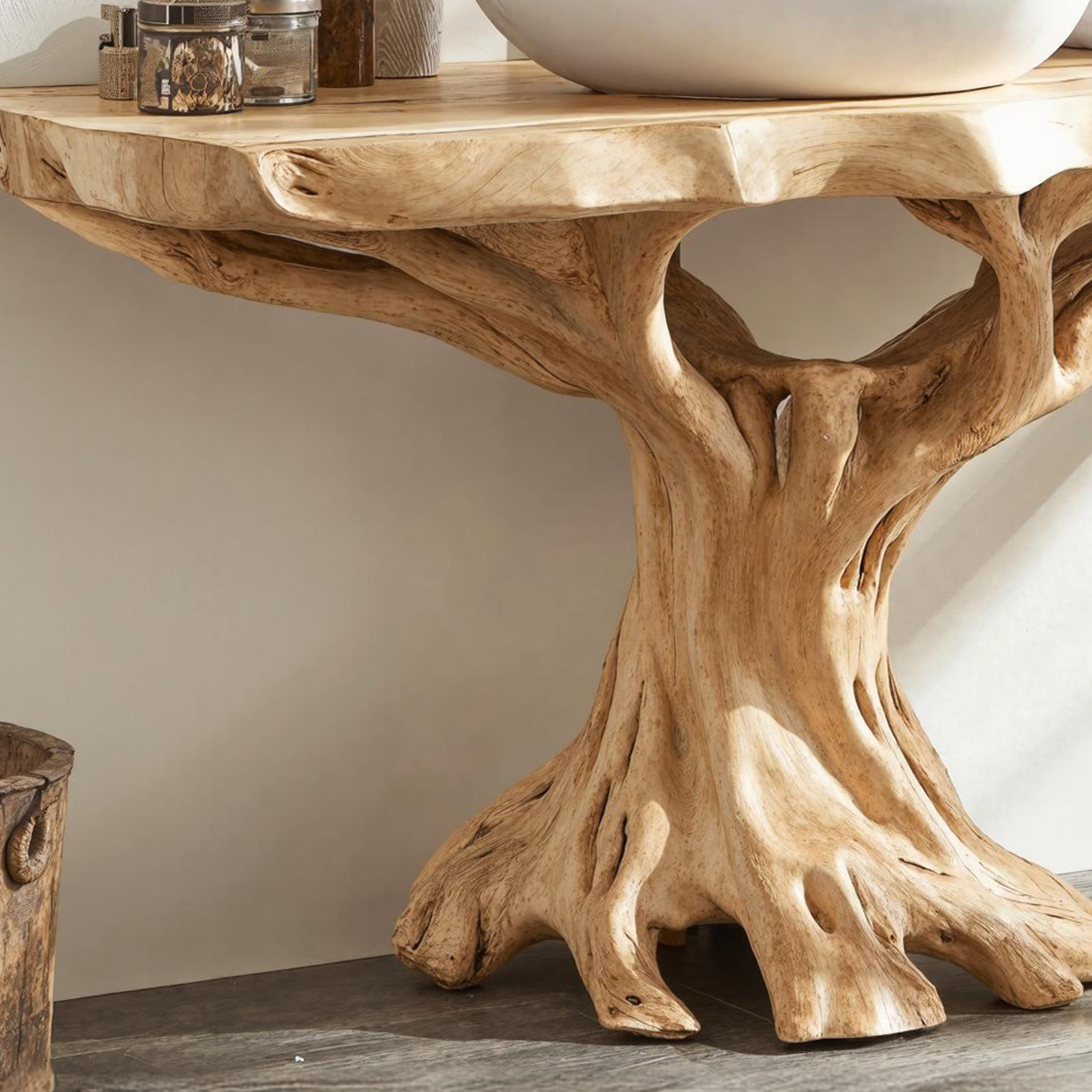 Live Edge Natural Wood Bathroom Vanity For Serene Spaces