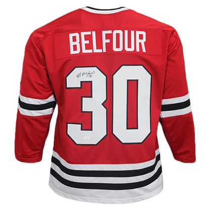 Ed Belfour Red Chicago Throwback Hockey Jersey (JSA)