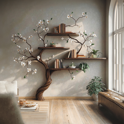 Tree Branch Bookcase Wall Mount Live Edge Shelf Decor Home