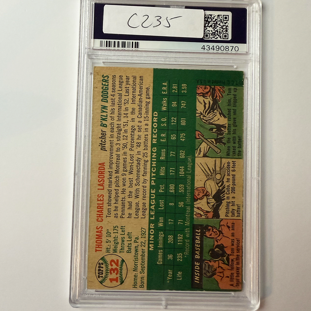 Tommy Lasorda Signed 1954 Topps Rookie #132 HOF 97 PSA 10 Auto