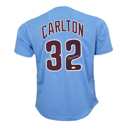 Steve Carlton Signed Philadelphia Baseball Jersey Blue (JSA)