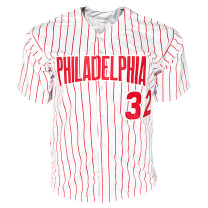 Steve Carlton Signed CY 72, 77, 80, 82 Inscription Philadelphia Pinstripe Baseball Jersey (JSA)
