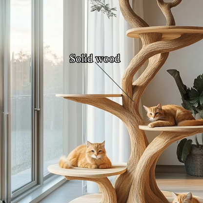 Custom Handmade Wooden Cat Tree Modern Large Climbing Tree Unique