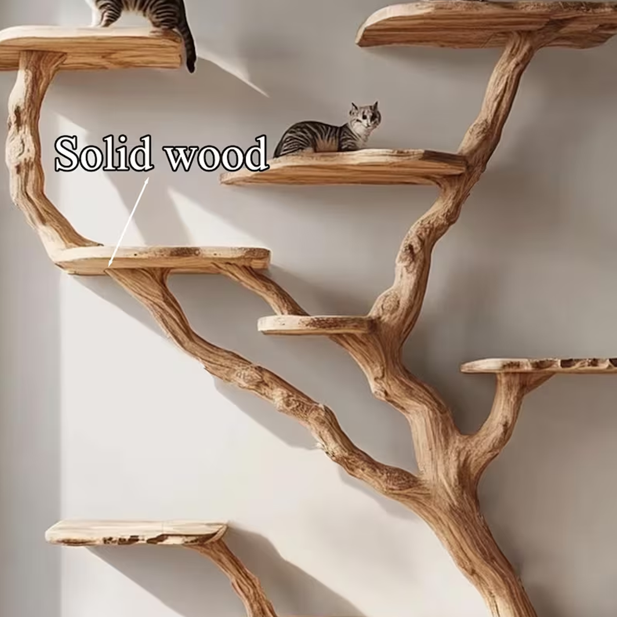 Natural Solid Wood Cat Tree Stylish Cat Furniture