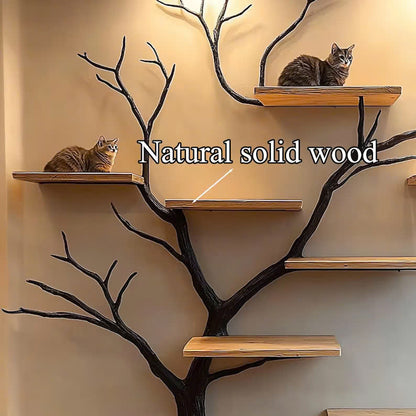 Natural Solid Wood Cat Tree Cat House Gift Cat