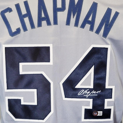 Aroldis Chapman Signed New York Grey Baseball Jersey (Beckett)
