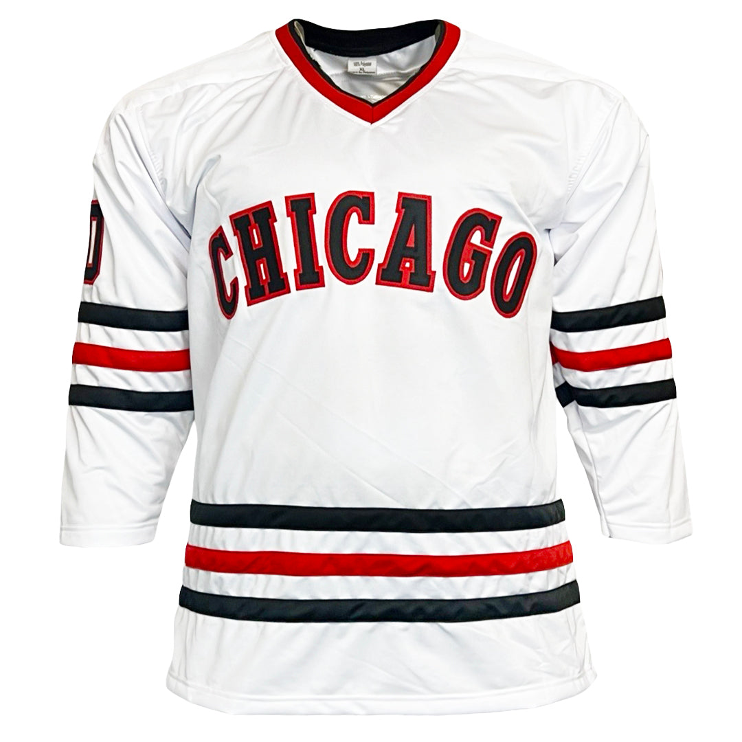 Chevy Chase Signed Griswold Chicago White Hockey Jersey (Beckett)