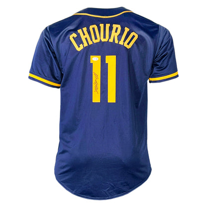 Jackson Chourio Signed Milwaukee Navy Baseball Jersey (JSA)