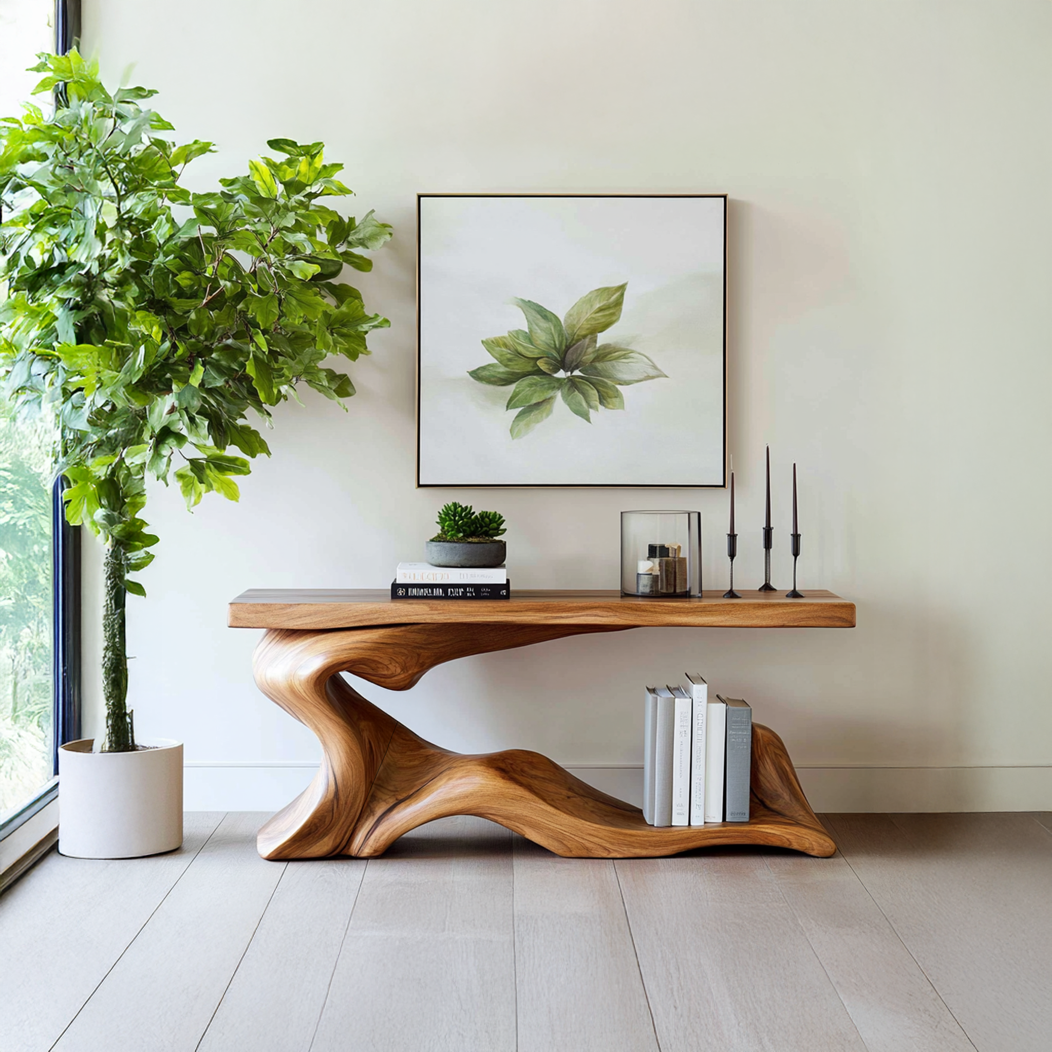Rustic Live Edge Desk Entryway Design