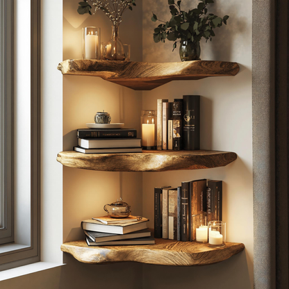Handcrafted Corner Shelf With A Timeless Wooden Design