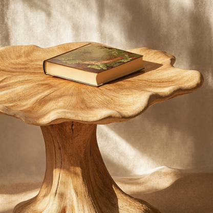 Minimalist Wood Mushroom End Table For Bedroom Clean Lines
