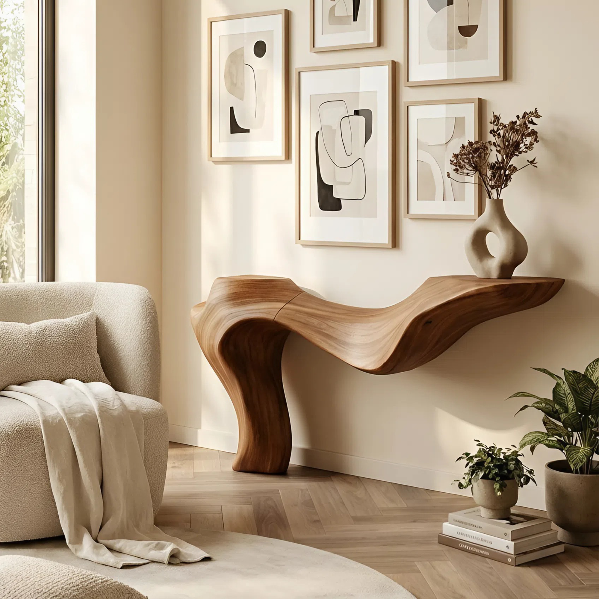 Rustic Live Edge Console Table For Entryway Design Ideas