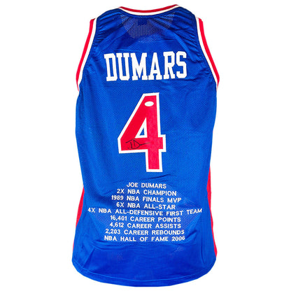 Joe Dumars Signed Detroit Blue Stats Basketball Jersey (JSA)
